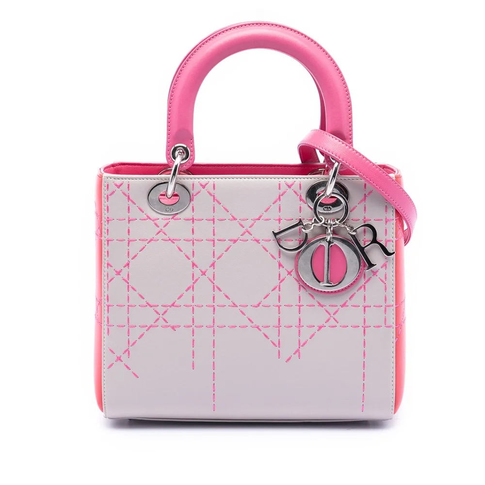 Pre-Loved Dior Medium Tricolor Lambskin Macrocannage Stitched Lady Dior